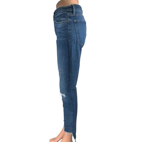 Lucky Brand Women's Blue Medium Wash Distressed Mid Rise Skinny Denim Jeans 30 - Picture 2 of 5